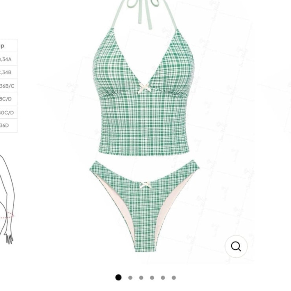 Chic Green Checkered Halter Bikini